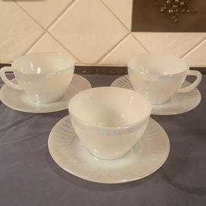 Vintage Federal Glass Moon Glow Iridescent Cup & saucer